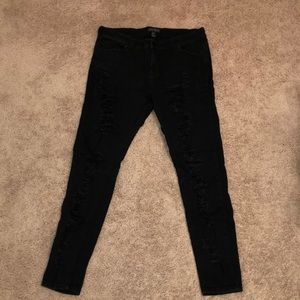 Forever 21 Plus Size Skinny Black Ripped Jeans